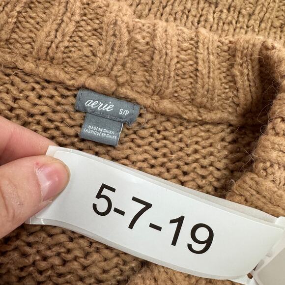 Aerie Sweater Womens Small Orange Crew Neck Knit Oversized Wool Blend - Picture 3 of 8